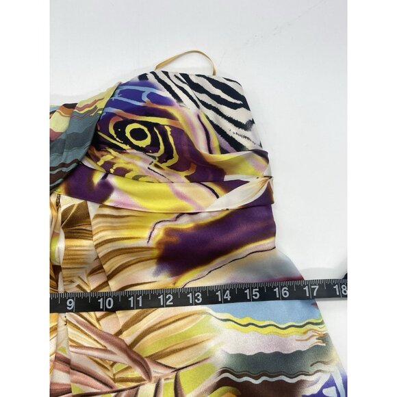 CACHE Animal Floral Silk Bubble Hem Strapless Cocktail Dress Sz 2 Party Wedding - Picture 8 of 9